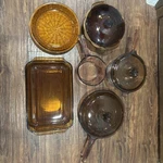Vision Corning Pyrex Glass 11 Piece Cookware Pans Lids France Lot Anchor. Fixed Price $115.00.