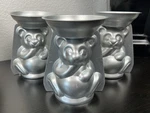 3 Wilton 1974 Vtg 4.75" Sm Bear 518- 489 Metal Cake Choc Mold Pan Stand No Clips. Fixed Price $47.99.
