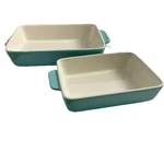 Set Of Super Cute Ceramic Ovenware Pans Light Turquoise Aisbugur Brand 7 & 9. Fixed Price $15.00.