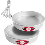 Fat Daddios Anodized Aluminum Tiered Round Cake Pans Bundle With Spoon Set 10. Fixed Price $48.39.