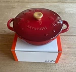 Le Creuset Stoneware Mini Marmite Star Relief W/golden Knob 12CM Cerise Red. Fixed Price $44.99.