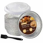 Bibradaa 40 Pack 9 Round Disposable Aluminum Pans With Xl, Silver. Fixed Price $26.56.