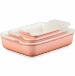 Le Creuset Stoneware Heritage 3 Rectangular Dishes Peche. Fixed Price $97.00.