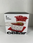 The Cellar 2-PC. Heart Stoneware Cocottes W/ Lids. Fixed Price $39.99.
