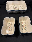 Temptations Ceramic Baking Dish With Metal Rack Floral Design Hand-painted Oven. Fixed Price $75.00.
