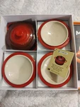 Creuset Of 4 Red Stoneware 8 Oz Cocottes Mini Casseroles. Fixed Price $89.99.