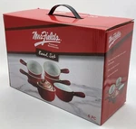 Mrs Fields Premium Bakeware Bowl Set Of 6 Red/white W/handles Oven Safe 450. Fixed Price $37.10.