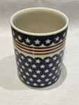 Blue Rose Bowleslawiec Polish Pottery Stars Stripes Utensil Jar Folk Art. Fixed Price $79.99.