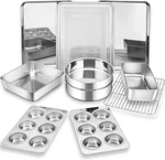 Bakeware Sets Of 11, Stainless Steel Baking Pans Set, Includes Sheets. Fixed Price $76.99.