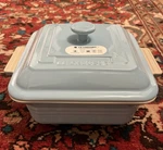 Le Creuset Stoneware Classic Square Baking Dish With Lid Sky Blue. Fixed Price $125.00.