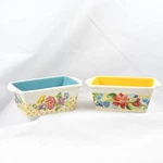 The Pioneer Woman Mini Loaf Pans Ceramic Baking Dish Kitchen Set Of 2 Euc. Fixed Price $13.99.