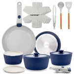 Nutrichef 18-PIECE Ceramic Cookware Set With Detachable Handles (blue). Fixed Price $129.49.