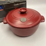 Niob - Emile Henry Flame Ceramic 4.2 Qt Cocotte Stew Pot Round Dutch Oven Red. Fixed Price $119.99.