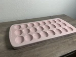 Creuset Stoneware Deviled Egg Platter Tray Holder Holds 24 Chiffon Pink. Fixed Price $220.00.