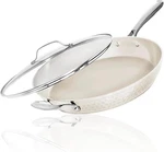 Gotham Steel Hammered Cream 14'' Ultra Ceramic Nonstick Fry Pan With Lid. Fixed Price $39.99.