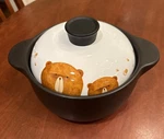 Lotus Blue 3-QUART Cartoon Pattern Ceramic Round Black Dish Casserole/clay 3QT. Fixed Price $20.00.