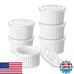 Vancasso 8OZ Porcelain Ramekins W/lid - Souffle, Creme Brulee, Pudding White. Fixed Price $33.84.