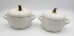 2021 Crofton, Ceramic Mini Pumpkin Casserole Dish Set 2, 0.4 Qt, White & Gold. Fixed Price $21.99.