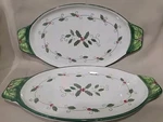Set Of 2 - Cardinal Temptations Tara Ovenware/sandwich Platters Christmas 13". Fixed Price $12.99.