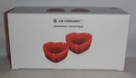 Nib Le Creuset Stoneware Heart Ramekins Of 2 Cerise Red 300ML/10OZ. Fixed Price $34.99.
