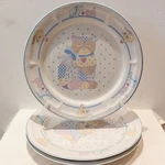 Set Of (3) Tienshan Calico Cat Vtg 90S Stoneware Dinner Plates Cottage. Fixed Price $29.99.