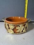 Vintage Brass & Ceramic Casserole Dish W/fall Leaves Teleflora #3161L91-71. Fixed Price $10.80.