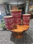 Temptations Floral Lace Red Ceramic Canister Set 1 Lid. Fixed Price $30.00.