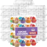 Plastic Cupcake Containers Boxes 12 Compartment Pack Disposable High Do. Fixed Price $31.60.