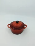Creuset Mini Round Cocotte Stoneware Casserole 8 Oz Volcanic Orange No Box. Fixed Price $32.00.