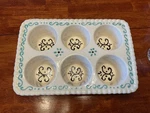 Anthropologie Cozy Baking Painted Stoneware Muffin Cupcake Pan Dish Portugal. Fixed Price $27.00.
