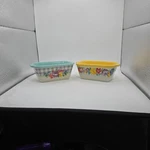 The Pioneer Woman Mini Loaf Pans Ceramic Set Of 2 Floral Yellow Teal Stoneware. Fixed Price $14.00.