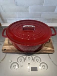 Martha Stewart Oval 8 Quart Cranberry Red Enamel Cast Iron Dutch Oven. Fixed Price $59.87.
