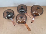 Vintage Vision Corning Sauce Pan Pot W/pyrex Lid Amber Glass Cookware 4 Of. Fixed Price $99.88.