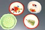 Pioneer Woman Holiday 5" Mini Pie Plate Dish Set Gold Dots Red Flowers Christmas. Fixed Price $24.99.