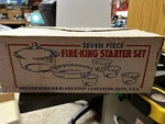 Vtg Mib Fire King Clear Glass Ovenware 7 Pc Starter Set Nice New Box D1. Fixed Price $45.00.