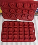 2 Puppy Dog Silicone Treat Molds Lot Mini Paw Bone Pan Baking Candy Ice Cubes Mk. Fixed Price $14.95.