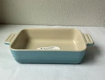 Creuset Rectangle 5X7 Baking Casserole Dish Caribbean Blue Color Stoneware. Fixed Price $29.00.