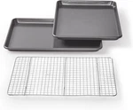 Professional Non-stick Cookie And Jelly-roll Pan Set With Cooling Rack, 17 By 12. Fixed Price $39.95.