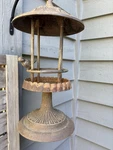Vintage Cast Iron Bird Feeder With Figure Rusted Patina. Fixed Price $149.99.