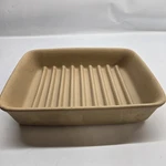 Pampered Chef Ridged Baker Stoneware Bacon Dish Pan 9" X 6.75" 1.75" 5122. Fixed Price $11.99.