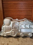 Vintage 1990 Wilton Train Cake Pan 8.5"WX15"LX2"T Korea 2105-6500(TS). Fixed Price $14.99.