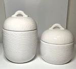 Sale! New Temp-tations By Tara Ceramic White Woodland Canisters W/lids SET/2. Fixed Price $16.98.