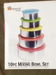 Imperial Home 10 Piece Stainless Steel Mixing Bowls With Colored Lids. Fixed Price $12.00.
