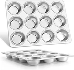 Muffin Pan 12-CUP, Set Of 2, Stainless Steel Cupcake Metal Baking .... Fixed Price $42.70.
