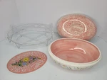 Temptations Tara Bouquet Floral Pink Oval Egg Casserole Dish W/ Lid Rack Trivet. Fixed Price $39.99.