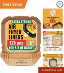 Versatile 8" Square Air Fryer Disposable Liners 125 Pcs For Mess-free Cooking. Fixed Price $18.95.