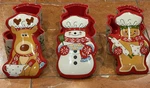 Temptations Tara Winter Whimsy Reindeer Gingerbread Snowman Candy Dish Lid Lot 3. Fixed Price $45.95.