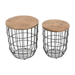Global Archive Nested Storage Solid Wood And Metal Basket End Tables (set Of 2). Fixed Price $146.25.