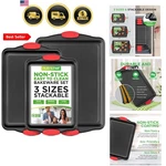 3-PIECE Nonstick Kitchen Oven Baking Pans & Stylish Non-stick Steel, Comme.... Fixed Price $29.59.