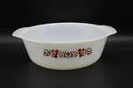Vintage Fire King Round Cinderella Casserole #12 Milk Glass Primrose Pattern. Fixed Price $15.90.